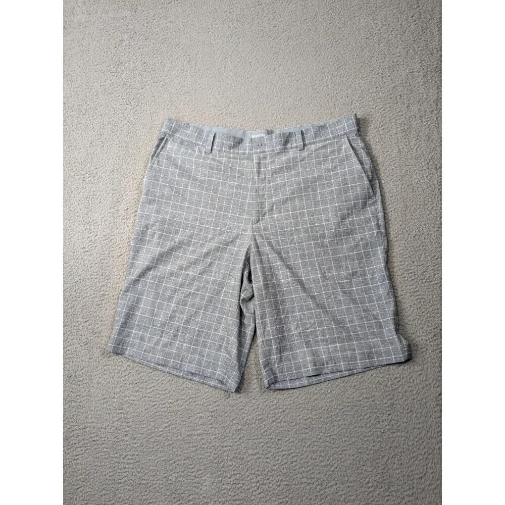 Nike Golf Tour Performance Shorts Mens 36 Gray Windowpane Pattern Check Grid